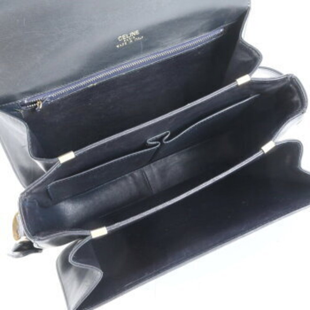 Celine Leather Shoulder Bag Carriage Hardware Navy Blue - Picture 7 of 9